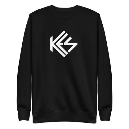 A black unisex sweatshirt with a white 'KES' logo on the front.