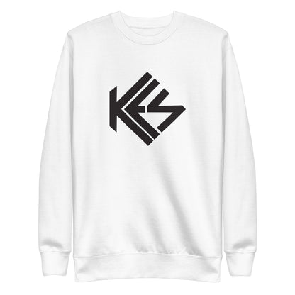 A black unisex sweatshirt with a white 'KES' logo on the front.